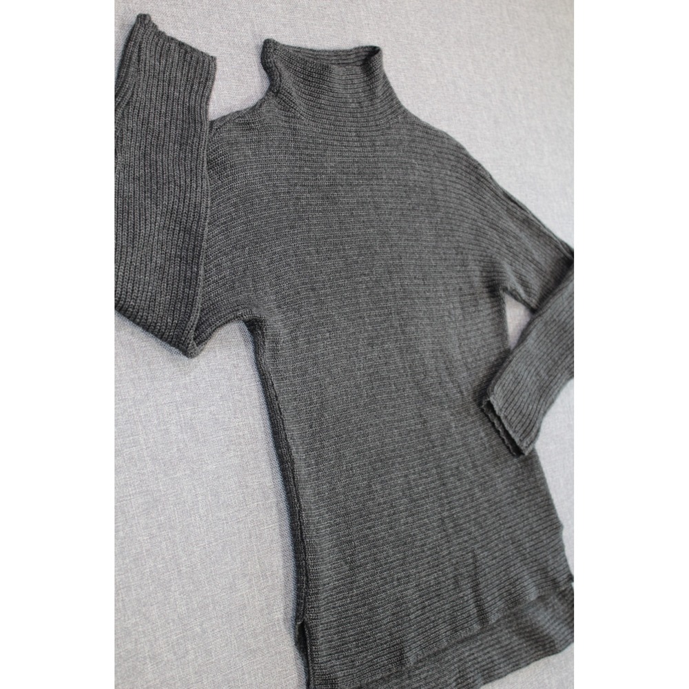 Bartolini Mock Neck Sweater Women Small Gray Wool Cashmere Ribbed High Low Italy